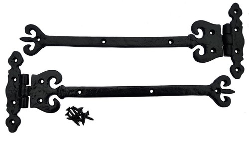 Black antique hinges pair - black, +
