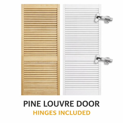 Pine louvre cupboard - pine, cupboard/wardrobe